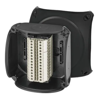 HENSEL Reihenklemmenkasten RX 0614 T | Ex-Kabelabzweigkasten IP66 | 14 Klemmen 6mm² | 130x130x77mm | Kunststoff schwarz
