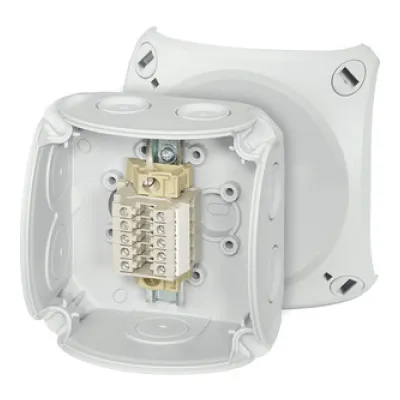 HENSEL Reihenklemmenkasten RK 0205 T | 5 Klemmen 2,5mm² | IP66 | 93x93x62mm | Aufputz | Kunststoff | Grau