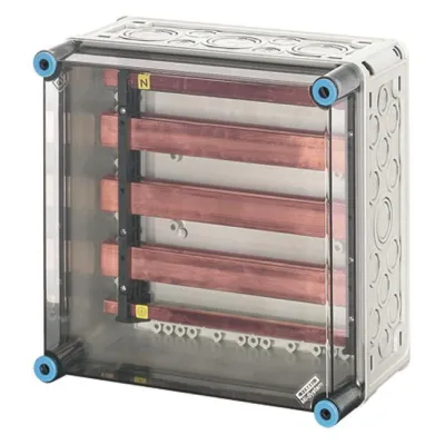 HENSEL Sammelschienengehäuse Mi 6256 | 630A | 5-polig | IP65 | 300x300x170mm | Kunststoff | Sichtfenster | grau