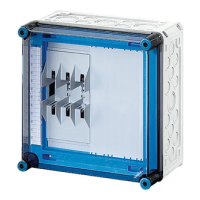 Hensel Sicherungsgehäuse Mi 6212 | NH00 3-polig 125A | IP65 | Polycarbonat | transparent | 300x300x170mm | grau