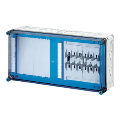 Hensel Sicherungsgehäuse Mi 6422 | NH00 | 3-polig | 125A | IP65 | Polycarbonat | transparent | 600x300x170mm | grau