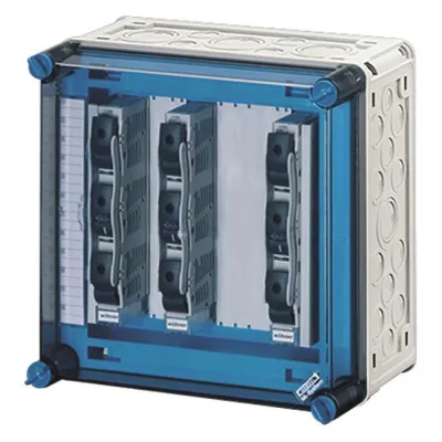 HENSEL Sicherungsgehäuse Mi 3267 | D02 3x3x63A | IP65 | Schraubsicherung | 5-polig | Kunststoff | 300x300x170 mm | grau