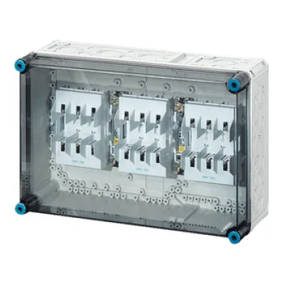 Hensel Sicherungsgehäuse Mi 4350 | NH00 | 3-polig | 125A | IP65 | PE+N Klemme | transparent | 450x300x170 mm | grau