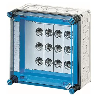 HENSEL Sicherungsgehäuse Mi 3226 | 4x25A DII E27 | IP65 | Schraubsicherung | Polycarbonat | transparent | grau