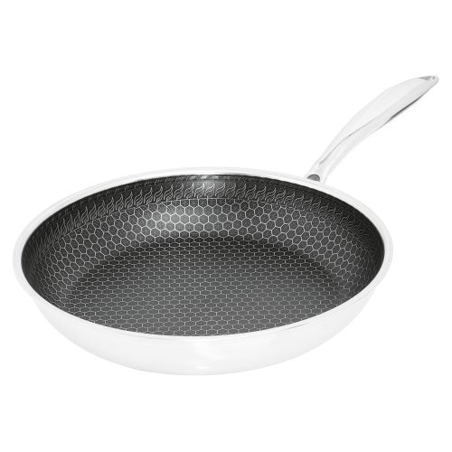 Bild: HSN Edelstahlpfanne 28cm | Antihaftbeschichtet | Induktionsgeeignet | Backofengeeignet bis 230°C | Mehrschichtmaterial | Wabenstruktur | Silber