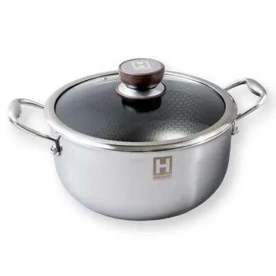 Henssler Kochtopf 5,0l 24cm | Edelstahl Aluminium Antihaft | Induktionsgeeignet | Backofengeeignet bis 250°C