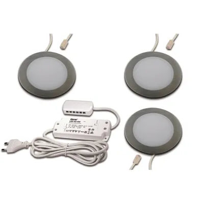 Hera LED Einbaustrahler 3er-Set 3x3W | 675lm | 4000K Neutralweiß | Aluminium Edelstahloptik | Ø65mm