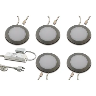 Hera LED Einbaustrahler 5er-Set 3W 4000K 1125lm | Flächenlicht | Aluminium gebürstet | neutralweiß | Edelstahloptik