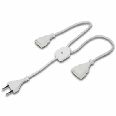 Hera Euro Y-Verteiler 21503160101 | 2-fach Stecker auf 2 Buchsen | 0,4m Gesamtlänge | 2x 0,2m Zuleitung | Weiß