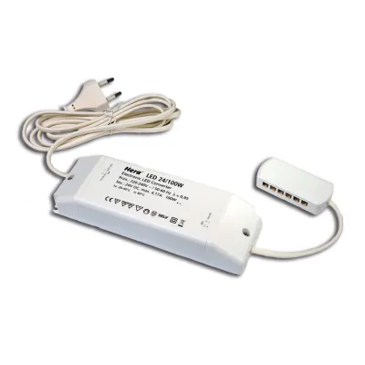 HERA LED-Trafo 24V/100W 20604003301 | Sicherheitstransformator | 12-fach Verteiler | IP20 | 2m Eurostecker