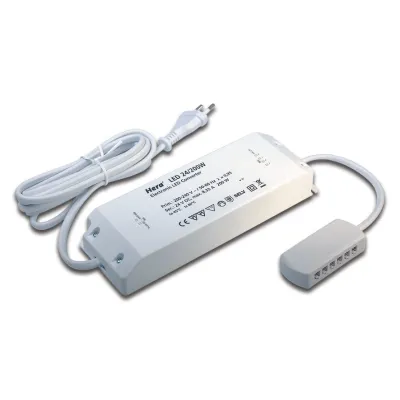 Hera LED Trafo 24V 200W 20604003002 | Transformator für LED | 12-fach Verteiler | Netzanschluss 2m | Kunststoff | IP20