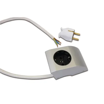 Hera Steckdose Aufputz 61500052407 | Typ F CEE 7/3 | 1-fach | 1,8m Anschlussleitung | Kunststoff | alu-eloxiert