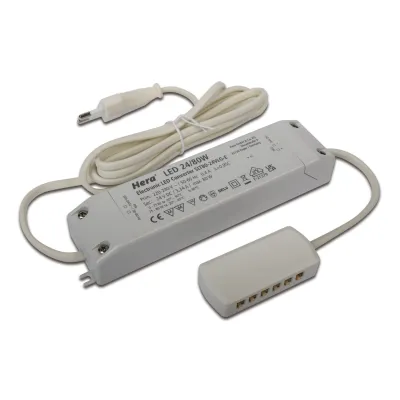 Hera LED-Trafo 24V 80W 20604005601 | Elektronischer Sicherheitstransformator | 12-fach Verteiler | IP20