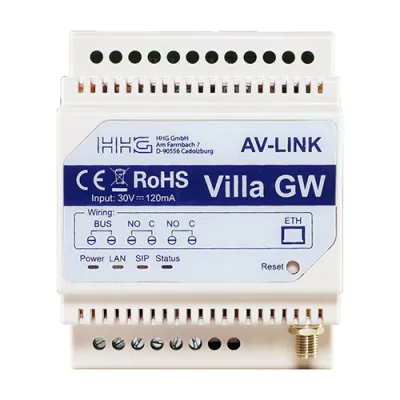 GRENDA-HAMMER Smarthome WLAN-Gateway Villa GW AV-Link | Türsprechanlagen-Zubehör | 2 Relais | Hutschienenmontage | Weiß