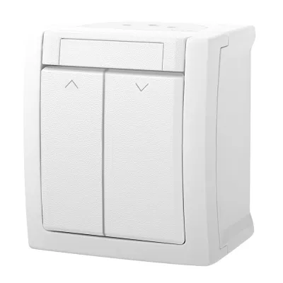 Panasonic Jalousietaster 90591116-DE | Aufputz | Wippe 2-fach | IP54 | für Jalousien, Rollläden, Markisen | weiß