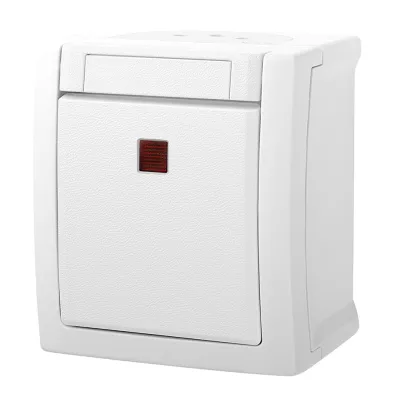 Panasonic Kontroll-Ausschalter 2-polig 90591128-DE | Aufputz | beleuchtet LED | IP54 | matt | weiß | Kunststoff