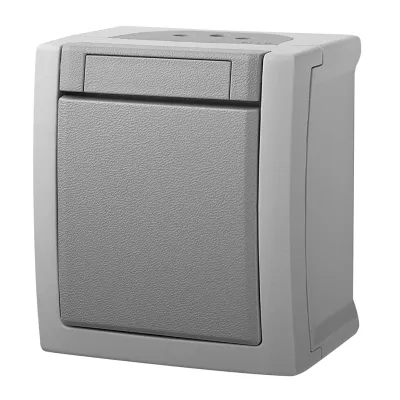 Panasonic Kreuzschalter 90591031-DE | Aufputz IP54 | 250V 10A | grau | feuchtraumgeeignet | IK05 | Wippe