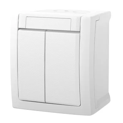 VIKO PACIFIC Serienschalter 90591102-DE | Aufputz IP54 IK05 | Wippschalter mit Beschriftungsfeld | 250V 10A | weiß