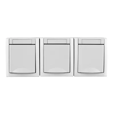 Panasonic Schutzkontakt-Steckdose 3-fach 90591599-DE | Aufputz | IP54 | Durchschleiffunktion | 16A 250V | weiß matt