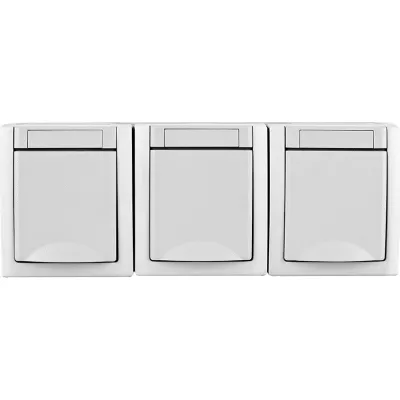 Panasonic Schutzkontakt-Steckdose 3-fach 90591599-DE | Aufputz | IP54 | Durchschleiffunktion | 16A 250V | weiß matt