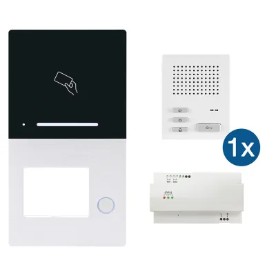 HHG Audio Türsprechanlage Villa Set 1 RL | 1-Familienhaus | 2-Draht | RFID & Bluetooth | Aufputz | Aluminium | Weiß