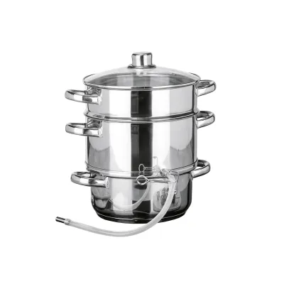 Haushalt International Entsafter B07Y7L6R2F | Edelstahl | Ø 22 cm | 6L | Glasdeckel | Induktion | Silber