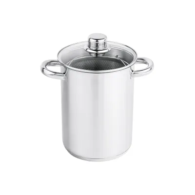 Haushalt International Nudel- & Spargeltopf 4l | Edelstahl Kochtopf mit Siebeinsatz | Ø16cm | Induktionsgeeignet