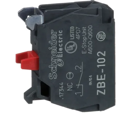 Schneider Electric Hilfsschalterblock ZBE102 | 1 Öffner | Schraubanschluss | aufsteckbar | 22mm | 3A AC-15 | Harmony XB4