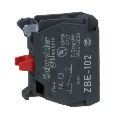 Schneider Electric Hilfsschalterblock ZBE102 | 1 Öffner | Schraubanschluss | aufsteckbar | 22mm | 3A AC-15 | Harmony XB4