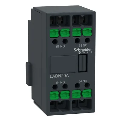 Schneider Electric Hilfsschalterblock LADN20A | 2 Schließer | 10A 690V AC | SnapIN Anschluss | Frontbefestigung