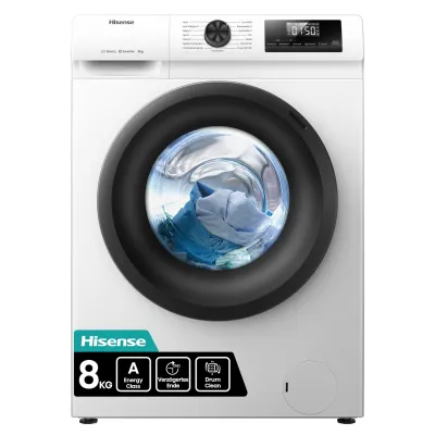Hisense Waschvollautomat WF1Q8041BW | 8 kg | 1400 U/Min | Energieklasse A | Dampffunktion | QuickWash | Weiß