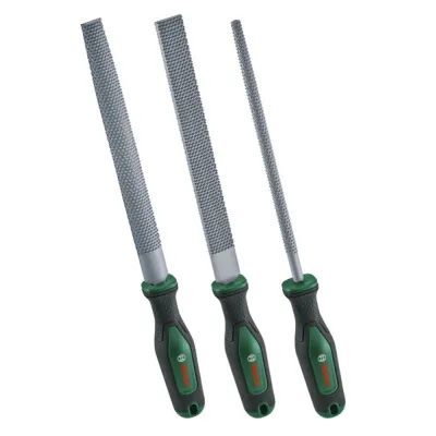 Bosch Holzraspel-Set 1600A02ZB1 | 3-teilig | flach, halbrund, rund | 200 mm | Kohlenstoffstahl | Softgrip grün/schwarz
