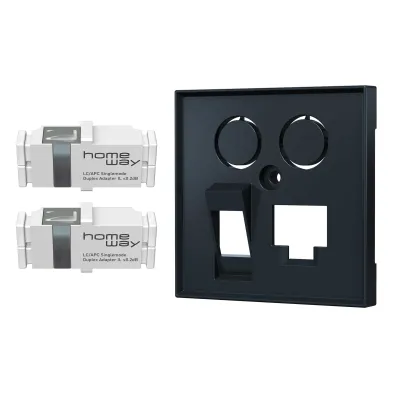 Homeway Fiber Set HW-OFKSE55ANG | 2x LC/APC-Duplex Kupplung | Multimediadose | TV + LAN | anthrazit