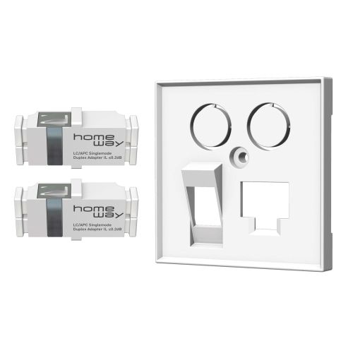 Bild: HOMEWAY HW-OFKSE55VWG fiberset 2xLC/APCD-SM-Kupplung+ZP verkehrsweiß