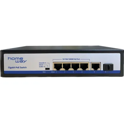 Homeway PoE Switch HW-INAPPOEGB4 | 4 Port Gigabit Ethernet | 802.3bt | 60W | Wi-Fi 6 Access Point geeignet | 230V
