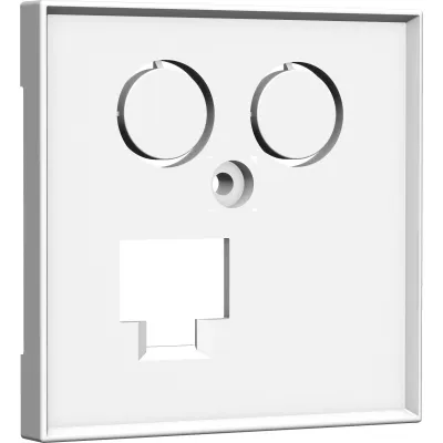 Homeway Zentralplatte HW-ZL0RWG55V1 | TV LAN Abdeckung 55x55 mm | 2x Koax 2x Sat 1x RJ45 | glänzend weiß RAL 9010