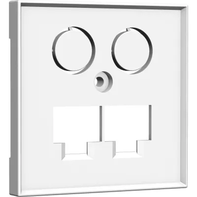 Homeway Zentralplatte HW-ZLLRWG55V1 | TV LAN RJ45 Sat | 2x Koax 2x RJ45 2x Sat | 55x55mm | glänzend weiß RAL 9010