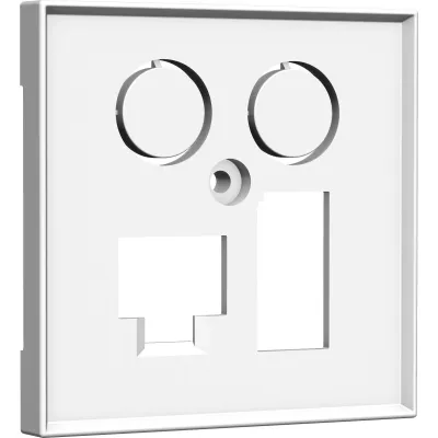 Homeway Zentralplatte HW-ZLTRWG55V1 | TV RJ45 TAE Abdeckung | 55x55mm | 2x Koax | 2x Sat F | glänzend weiß RAL 9010