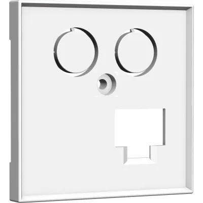 Homeway Zentralplatte one HW-Z0LRWG55V1 | TV LAN SAT Abdeckung | 55x55mm | 2x Koax | 1x RJ45 | 2x F-Buchsen | weiß