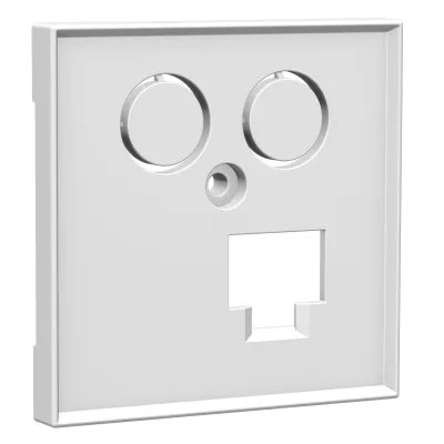 HOMEWAY Zentralplatte TV LAN | HW-Z0LVWG55V1 | RJ45 1x | SAT F 2x | Koax 2x | 55x55mm | glänzend | verkehrsweiß RAL 9016