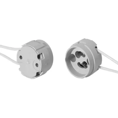 Houben Fassung GU10/GZ10 504305 | Hochvolt-Halogenfassung | PTFE-Leitung 150mm | Schraubbefestigung | Kunststoff weiß
