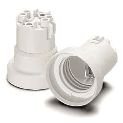 HOUBEN Fassung E27 108953 | Edisonfassung | Schraubbefestigung | Kunststoff | weiß | Doppel-Steckklemme