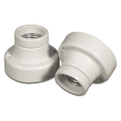 Houben Deckenfassung 990010 | E27 Lampenfassung | Porzellan 3-teilig | Schraubbefestigung | weiß