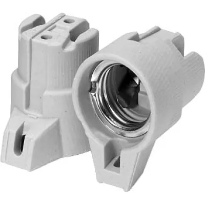 Houben Edisonfassung 543414 | E27 Lampenfassung | Porzellan | mit Schraubbefestigung & 15° Winkel | weiß