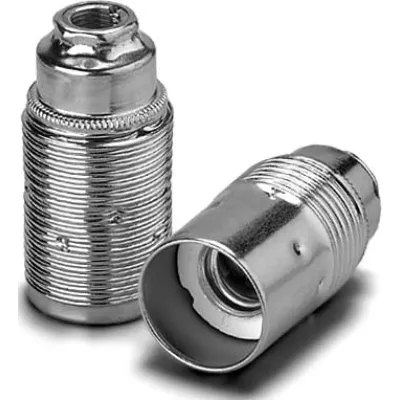 Houben Fassung E14 Metall 101865 | Edisonfassung | Glattmantel | Nippelgewinde M10x1 |Porzellanstein | Messing