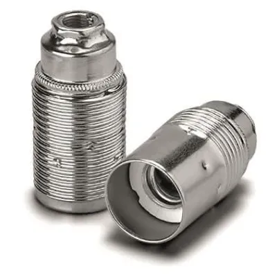 Houben Lampenfassung E14 101863 | Edisonfassung Metall | Schraubbefestigung | Nippelgewinde M10x1 | Chrom