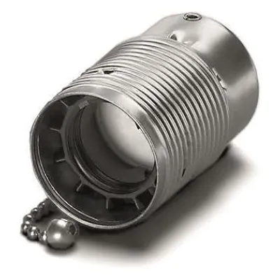 Houben Zugschaltfassung E27 | Messing mit Kette | M10x1 Außengewinde | Porzellan-Einsatz | messingfarben