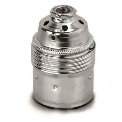 HOUBEN Fassung E27 102801 | Edisonfassung Metall | Nippelgewinde M10x1 | dreiteilig | glatt | Porzellan | chrom