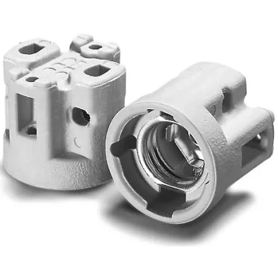 Houben Fassung E27 102617 | Porzellanfassung für Entladungslampen | Schraubbefestigung | mit Lampensicherung | weiß