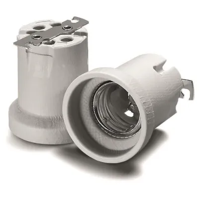 Houben Lampenfassung E40 108375 | Edison Schraubfassung | Porzellan | Lampensicherung | Schraubbefestigung | weiß